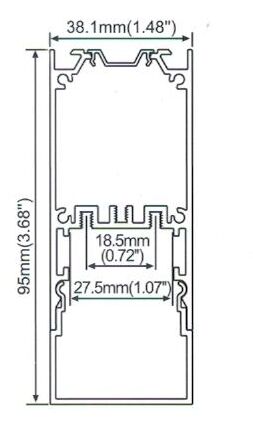 Super Wide 27.5mm LED Channel Slim LED Profile(H):95mm x 38.1mm(W) 1 meter (39.4inch) LED Line lighting Channel